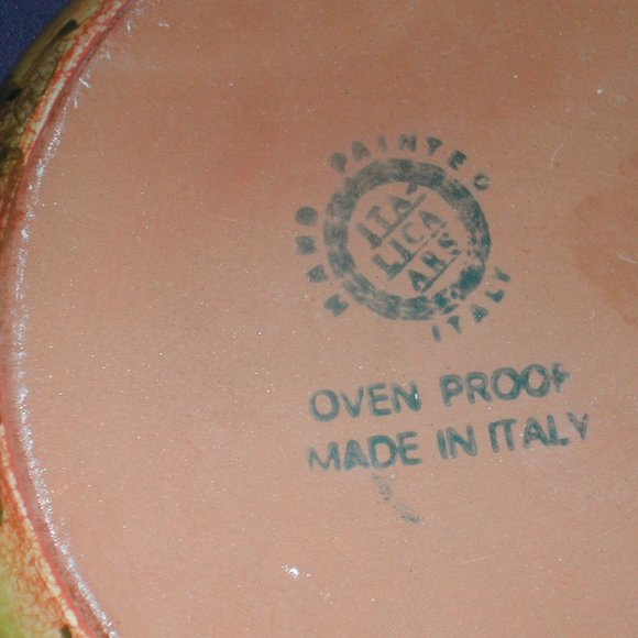 2-ITALICA ARS Hand Painted SOUP BOWLS 9" Side Diameter incl.Handles PUMPKINS EUC - Picture 7 of 8